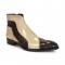 Duca Di Matiste "Aprilia" Chocolate Brown / Beige Genuine Italian Calfskin Crocodile Print Ankle Boots.